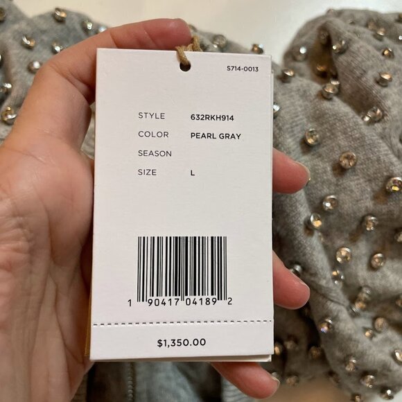 Micheal Kors Cashmere Sweater Cardigan Jacket Grey Studded - Picture 7 of 9